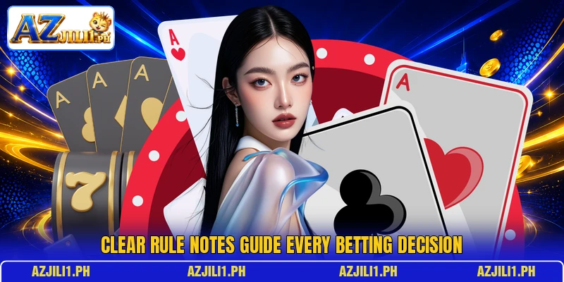 Clear rule notes guide every betting decision