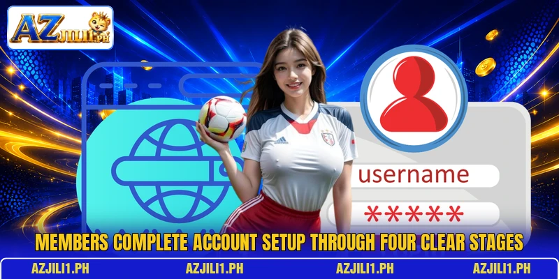 Members complete account setup through four clear stages