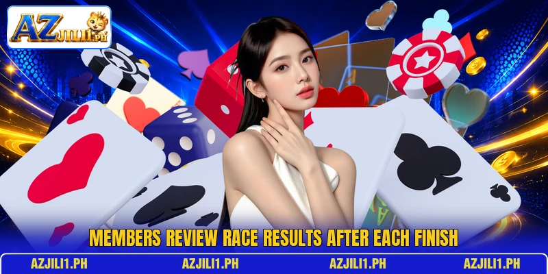 Members review race results after each finish Members review race results after each finish