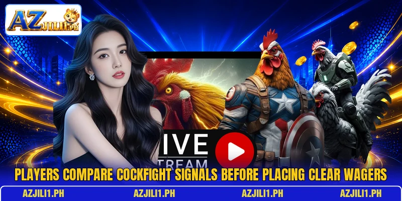 Players compare cockfight signals before placing clear wagers