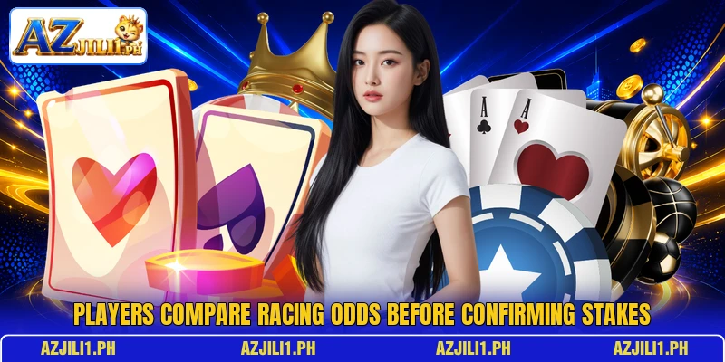 Players compare racing odds before confirming stakes Players compare racing odds before confirming stakes