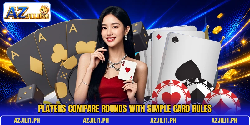 Players compare rounds with simple card rules